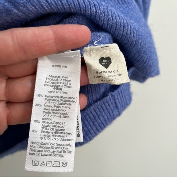 Madewell Heather Sky Blue Bowden Henley Sweater in Coziest Alpaca Yarn Small - Picture 10 of 10